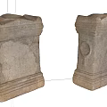 Rustic Stone Pillars With Wooden Accents And Intricate Carved Details