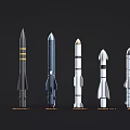 Space Rocket Models Collection Featuring Ariane 5 Falcon 9 Soyuz And GSLV Types 3d model