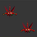 Two Red Dragons with Wings Standing as Mechanical Toy Figures