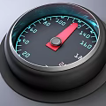 Two Vehicle Dashboard Gauges With Red Pointers Blue Backlight And Black Bezels 3d model