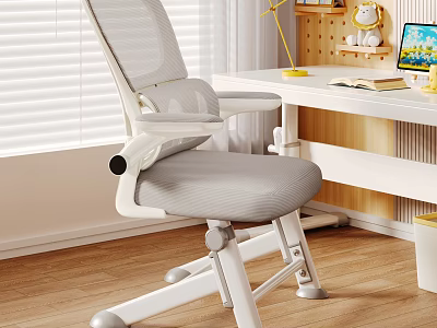 Modern Home Office Desk And Chair Set With White Frame And Comfortable Mesh Back 3d model