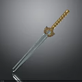 Elegant Sword With Golden Spiral Hilt Decorative Guard And Silver Sharp Blade