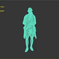 Man in Historical Orange Coat With Green Sash White Stockings Black Shoes On Grey Background