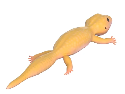 Vibrant Yellow Reptile Lizard with Smooth Skin Long Tail and Extended Limbs 3d model