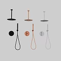 Modern Black Shower Faucet System With Rainfall Head Handheld Sprayer And Control Knob