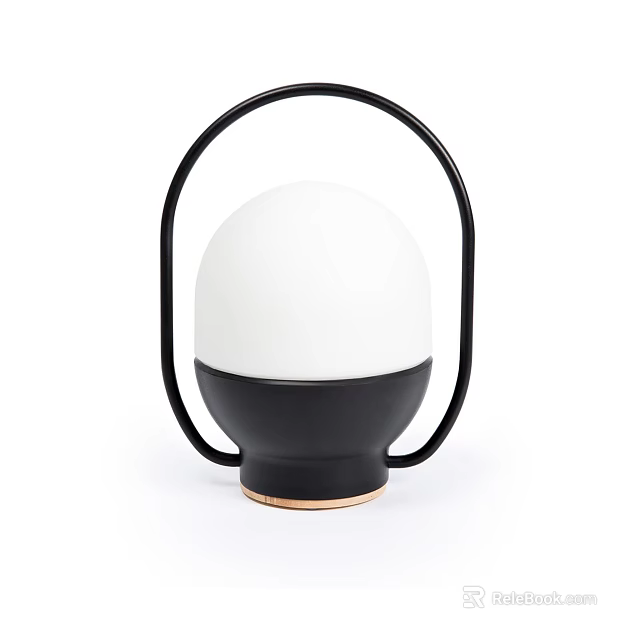 Modern Table Lamp With White Spherical Lampshade Black Base And Circular Handle 3d model 