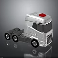 White Truck Cab With Red Top Modern Design And Visible Wheels 3d model
