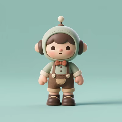 Adorable Doll With Light Green Hat Pom Pom Brown Overalls Bow Tie And Big Ears 3d model Adorable Doll With Light Green Hat Pom Pom Brown Overalls Bow Tie And Big Ears 3d model