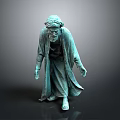 Bronze Bearded Man Statue In Flowing Robe Standing On Dark Background