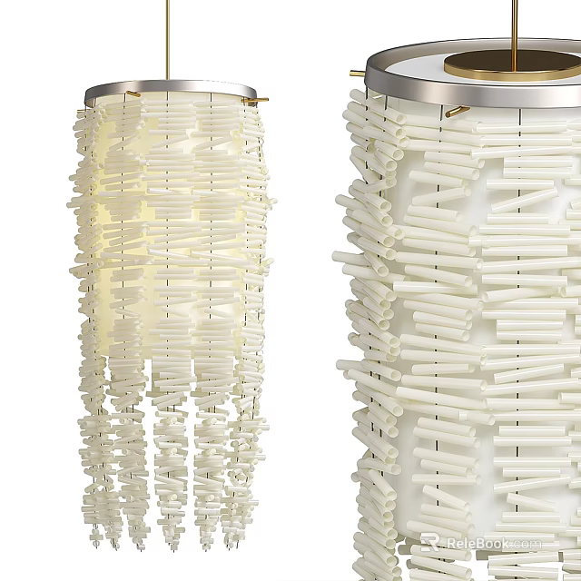 Modern White Strand Pendant Chandelier Design Elegant Ceiling Light Fixture 3d model 