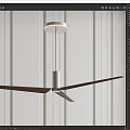 Modern Wooden Pendant Light With Metallic Base And Sleek Extended Arms