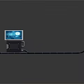 Advanced Digital Device with Screen Blue Interface And Black Base Connected To Glowing Blue Tubes