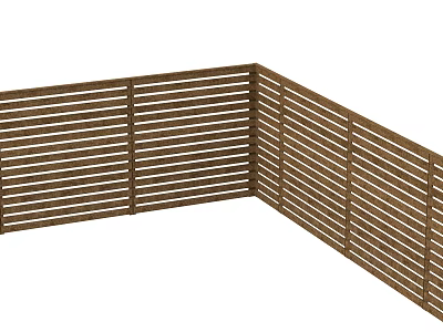 Wooden Slatted Fence with L Shaped Corner Design for Outdoor Spaces 3d model