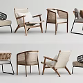 Various Stylish Outdoor Chairs with Wicker Wooden Frames and Comfortable Cushions