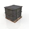 Vintage Wooden Storage Crates Stacked On Wooden Pallet For Home Use
