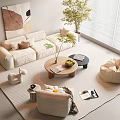 Modern Cream Style Sofa Coffee Table Combination Cream Sofa Coffee Table Combination 3d model