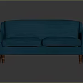 Modern Teal Two-Seater Sofa Upholstered In Fabric With Wooden Legs