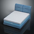 Modern Upholstered Bed Furniture With Blue Headboard And White Diamond Quilted Mattress