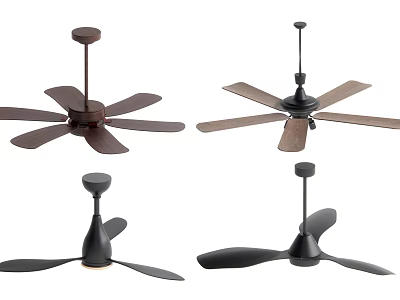 Various Stylish Ceiling Fans With Modern Blade Designs And Colors 3d model