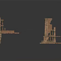 Three Ancient Brick Stone Architectural Ruin Models With Detailed Structures