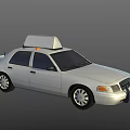 White Taxi Sedan With Roof Light And Front Grille Design