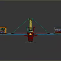 Vibrant Rotating Swing Ride With Colorful Seats And Red Wheel