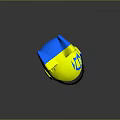 Commercial Equipment Yellow Helmet With Cat Ear Design Blue Accents And Black Visor