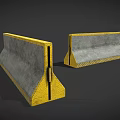 Concrete Road Barriers with Yellow Edges and Gray Surface for Traffic Safety