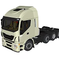 White IVECO Truck With Cab Multiple Wheels And Headlights On Dark Background 3d model