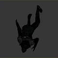 Sci Fi Tactical Figure Wearing Black Suit And Helmet Running In Gray Background