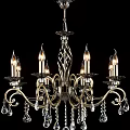 Elegant Classic Chandelier With Candle Shaped Bulbs And Crystal Pendants