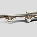 Arch Bridge Structure Featuring Brick Wall Stone Railing and Curved Arch Design 3d model