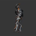 Futuristic Biomechanical Character With White Black Orange Armor And Organic Mechanical Features