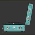 Turquoise Portable Vinyl Player with Headphone Icons and LOOP Logo Speaker