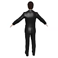 Man Dressed In Black Suit And Tie Standing With Arms Outstretched 3d model