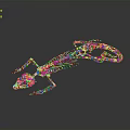 Golden Lizard Skeleton Close Up View With Intricate Structure On Dark Background 3d model