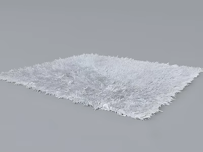 White Plush Square Rug With Soft Fringed Edges For Living Room Decor 3d model