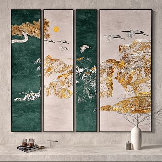 New Chinese Style Decorative Painting Hanging Painting Decorative Painting Pendant Wall Decoration 3d model