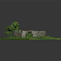 Circular Stone Wall Enclosure Surrounded by Lush Green Grass and Plants