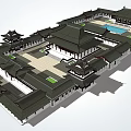 Ancient Chinese Architecture With Multiple Layered Roofs Curved Eaves And Symmetrical Courtyard Layout