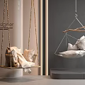 Stylish Hanging Chairs in Modern Interior Design With Wooden Frame Rope And Soft Pillows