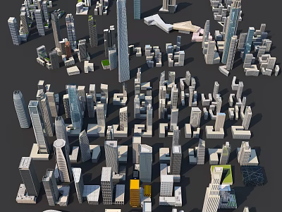 Detailed Modern Urban Architectural 3D Building Models With Skyscrapers And Cityscape 3d model