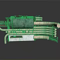 Industrial Mechanical Equipment Featuring Green Cylindrical Component Copper Pipes And Metal Frame