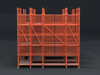 Industrial Equipment Multi Level Metal Scaffolding Structure With Safety Frames 3d model