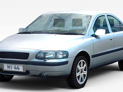 Silver Classic Sedan Car With Alloy Wheels And Front Headlights Design 3d model