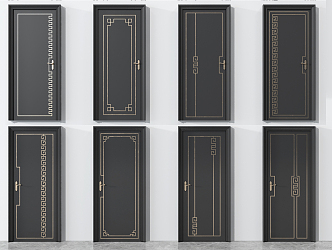 New Chinese-style Swing Door Baking Paint Swing Door Combination 3d model