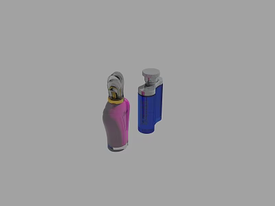 Stylish Perfume Cosmetics Bottles In Pink And Blue Glass Design 3d model