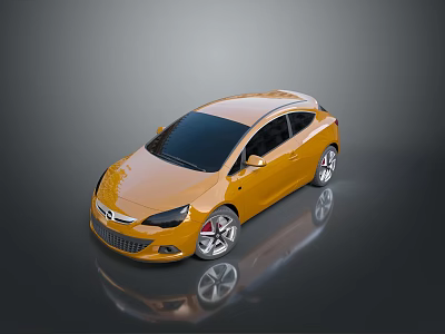 Yellow Modern Compact Sedan With Sleek Body Black Roof And Silver Wheels 3d model