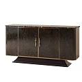Black Glossy Console Cabinet With Floral Carvings And Gold Handles Sturdy Base