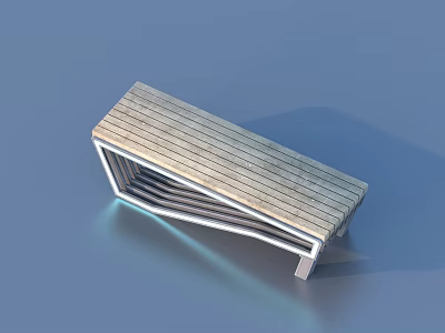 Modern Outdoor Bench With Wooden Slat Seat And Sturdy Metal Frame Design 3d model